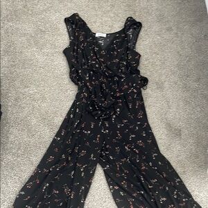 Kaileigh Black floral Jumpsuit with Wide-Leg Design